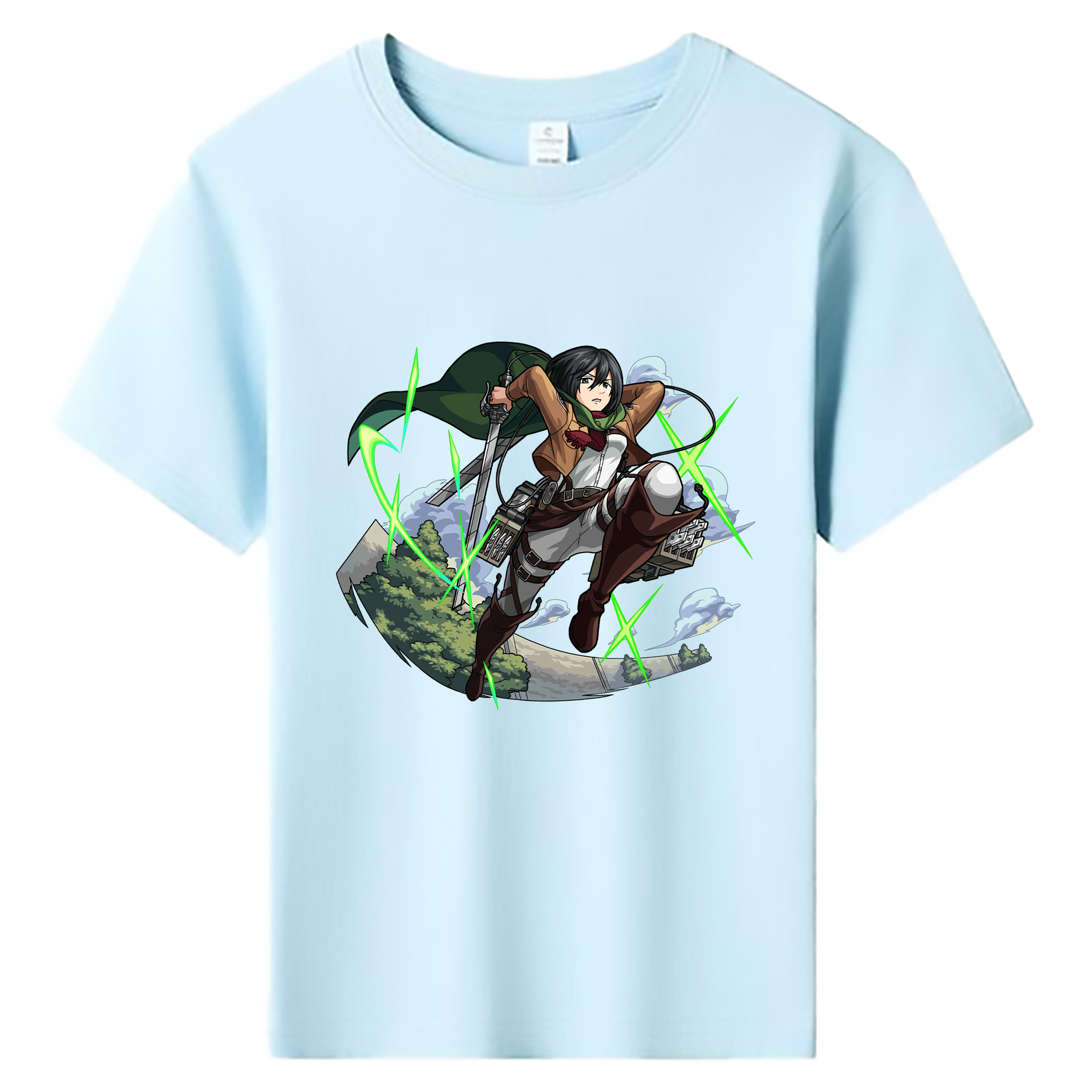 （画像用） 進撃の巨人 ミカサ·アッカーマン Attack on Titan Mikasa Ackerman 綿100％キッズTシャツ（フロントプリント）